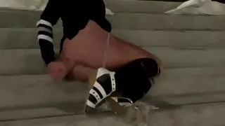 Crazy Sexy Public Anal Dildo On the Steps Busy Road Traffic