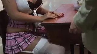 Highschool – busty dominatrix canes teacher’s ass