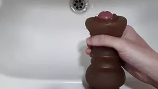 Toy masturbation over the SINK