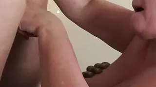 Old gran rides black dick while licking