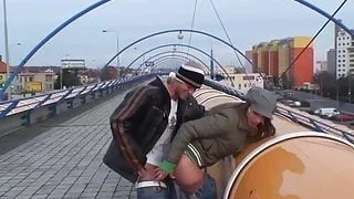 Surprised by tourists while fucking outdoors,