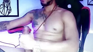 Sexy hot Latino edging his big hard cock