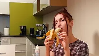 Banana sex and BJ with cumshot on ass – KleoModel
