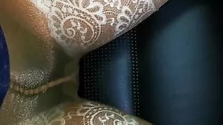 Me in white nylon and pantyhose