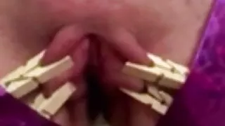 Sub t20w restrained clothespinned and spanked swollen pussy
