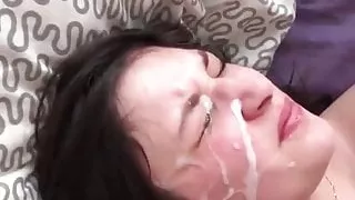 Beautiful brunette waiting for your facial cumblast