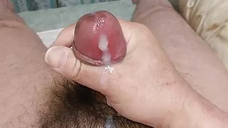Hairy middle-aged cock messing around