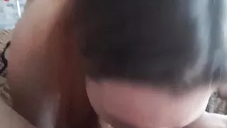 redhead blowjob and swallows cum