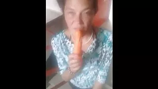 Fucking a Carrot on Public Stairs
