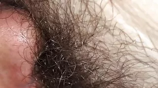 Sucking wife’s hairy pussy