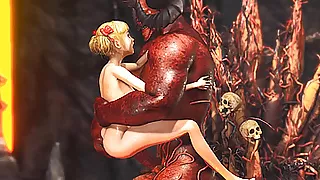 Devil plays with a super hot girl in hell