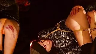 Anal virgin tied up for ass to mouth training and spanking