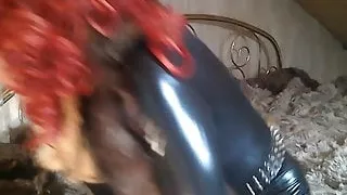 Nylon faggot with furs