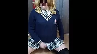 whore schoolgirl jerking off and cum