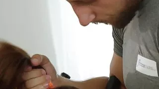 Fitness Rooms – French brunette Megane Lopez Has DP Threesome