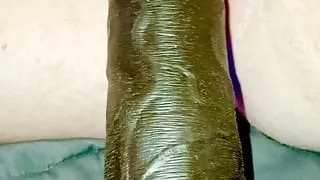 white pussy gets bbc dildo