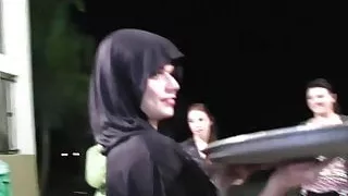 Natural tits lesbians humiliated with dildo sucking outdoors