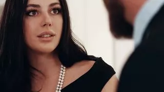 Lean body brunette enjoying that huge dong inside her