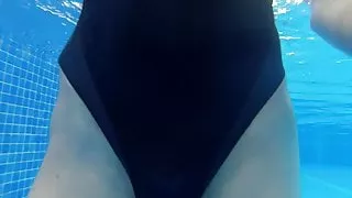 One-Piece Swimsuit in outdoor pool