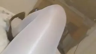 White shiny pantyhose