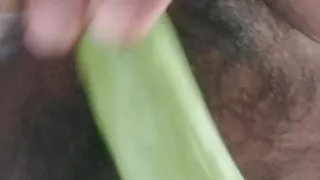 Desperate indian wife Drilling her pussy with cucumber