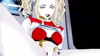 Harley Quinn fingers her pussy on the subway. DC Hentai