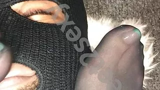 She came home from work to rub her nylons on my face