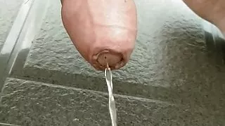 Piss in the bathroom by foreskin