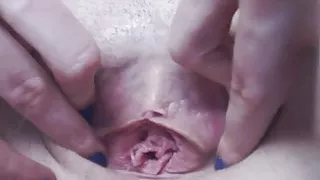 milf shaved pussy playing, slapping and gaping closeup