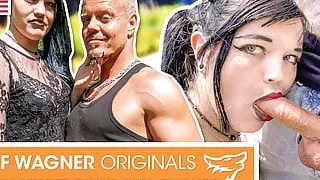 OUTDOOR fuck with Gothic teen Doreen! WolfWagner.com