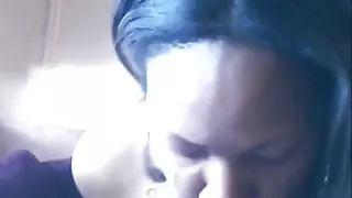 Young ebony freak sucks dick on lunch break