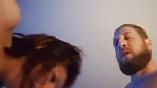 Latina milf sucks big white cock