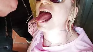 Stupid sissy trans chantelle caught drinking pee by cleaners