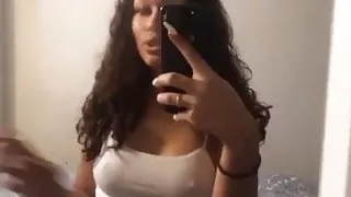 Cute brown busty girl with visible nipples on Badoo app