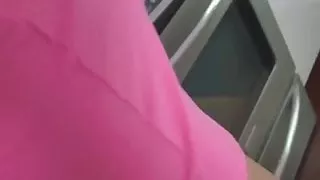 stepson bends step mom over to give his gift