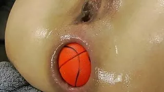 Extreme anal with pornstar Hotkinkyjo pushing balls out of her ass