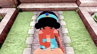 Prinzessin Jasmine gibt einen POV-Blowjob, bevor sie gefickt wird.