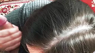 A mouthful of cum. Russian beauty took it in her mouth