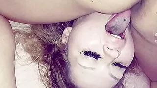 Beautiful white bbw tries an interracial threesome!