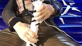 Latex Fetish Nails Masturbation on Inflatable Bed