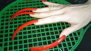 Hook  red extreame long nails Lady L (video short version)