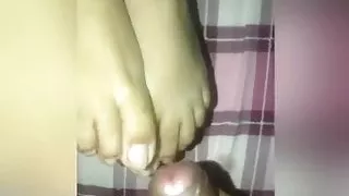 Footjob done by wife