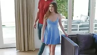 tiny cute  rides a huge long cock