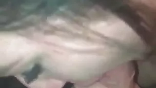 White slut sucks cock