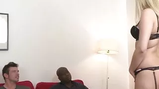 Blonde slut takes a huge black dick in her ass