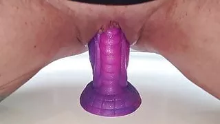 CrazyFetishCouple - Riding the Monster Dragon Dildo