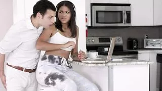 Chubby quarantined Latina milks her stepbrother’s dick