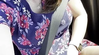 Spreading Legs & Showing Off Pussy While Driving