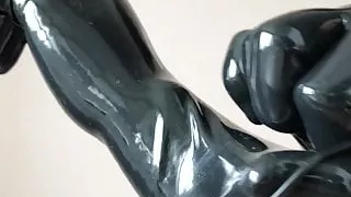 Black LATEX GLOVES close up ASMR