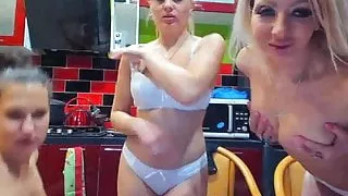 Three Russian bitches show their pussies